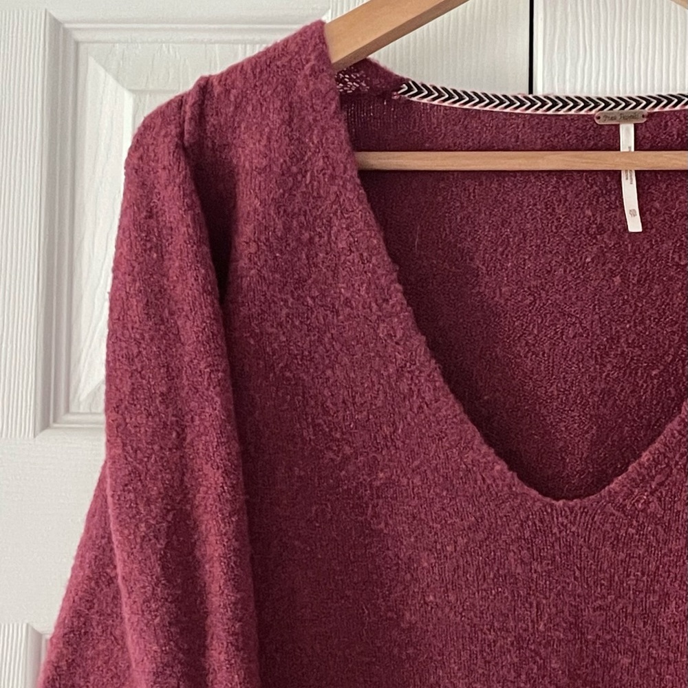 Free People V-Neck Frayed Hem Sweater - Picture 5 of 8